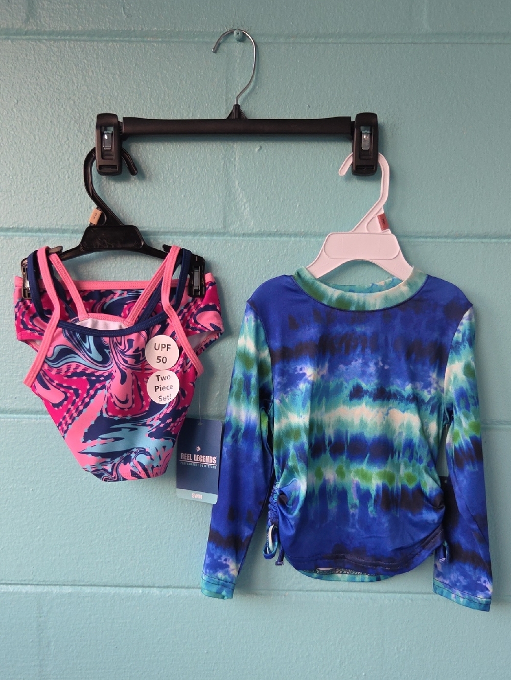 NWT "Reel Legends" 2-Piece Swim Set & Swim Shirt Girls Size 2T